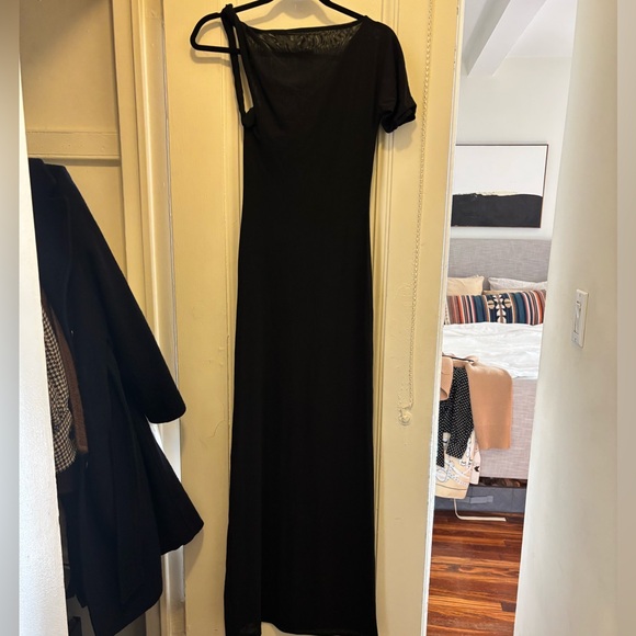 NWT KHY Black Mesh Stretch Twist Maxi Dress - Picture 8 of 10